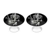 Lot de 2 boutons d'armoire ronds en acier inoxydable avec vis, boutons de porte de placard modernes, exquis abstrait à rayons X et squelette pour jouer de la guitare, poignées de tiroir pour cuisine