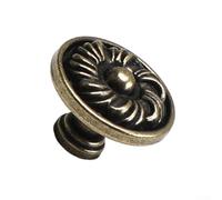 Lot de 2 boutons d'armoire vintage en laiton massif en alliage de zinc massif avec galvanoplastie pour placard de cuisine, commode, meubles, poignée ronde élégante, bronze jaune antique