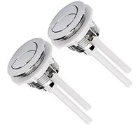 Lot de 2 boutons de chasse d'eau standard de 58 mm avec quatre tiges, double bouton poussoir pour chasse d'eau de toilettes, accessoires de rechange (argent)