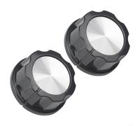 Lot de 2 boutons de commande noirs pour four, plaque de cuisson, friteuse à air - Adaptateurs de broche en forme de D trou de 6 mm de diamètre 35 mm