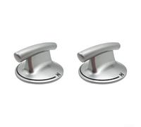 Lot de 2 boutons de cuisinière argentés 55 mm pour poignée de cuisinière à | Ajusté, finition argentée, 55 mm de diamètre, tige de 6 mm, remplace les cadrans fissurés
