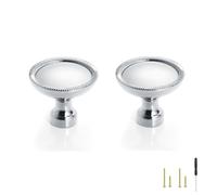 Lot de 2 Boutons de Meuble Argentés, Poignee Tiroir en Laiton Massif, Poignées Circulaires Argentées au Design Vintage, Convenant aux Cuisines, Tiroirs, Commodes, Armoires et Autres Meubles(30PCS)