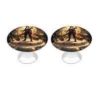 Lot de 2 boutons de placard ronds en acier inoxydable doré pirate avec vis, poignées de porte de cuisine, pour salle de bain, placard, porte de placard, armoire