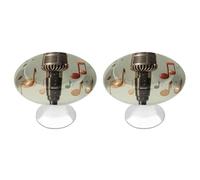 Lot de 2 boutons de placard vintage en acier inoxydable avec note de musique pour commode, tiroir, salle de bain, porte de placard