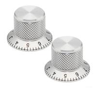 Lot de 2 boutons de potentiomètre en aluminium avec trou de 6 mm pour fixation à vis offrant une capacité de réglage stable du volume (argenté)