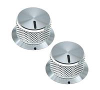 Lot de 2 boutons de potentiomètre rotatif, bouton moleté pour le contrôle du volume audio, boutons rotatifs en aluminium pour le contrôle électronique du volume argenté