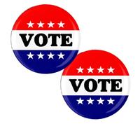 Lot de 2 boutons de vote patriotique faciles à lire 5,7 cm, Métal, Sans pierre précieuse