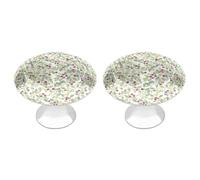 Lot de 2 boutons et poignées de tiroir ronds décoratifs Motif feuilles et cerises