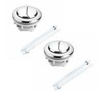 Lot de 2 boutons poussoirs à double chasse d'eau en toile à tête ronde à double tige pour réparation et mise à niveau des toilettes de salle de bain (convient pour les trous de 48 mm à 54 mm)