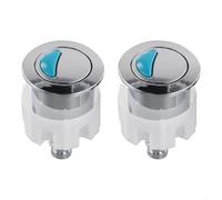 Lot de 2 boutons poussoirs à double chasse d'eau pour réservoir de chasse d'eau, construction en ABS avec anneaux de réduction galvanisés et écrou de verrouillage pour éviter le desserrage (2 pièces