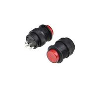 Lot de 2 boutons poussoirs auto-bloquants R16-503ad R16-503ad - Lumière rouge - 16 mm - Alimentation 4 broches marche/arrêt