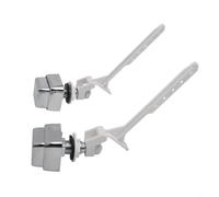 Lot de 2 boutons poussoirs pour chasse d'eau à montage latéral, poignée de réservoir d'eau, facile à installer, levier d'économie d'eau en plastique argenté et blanc pour salles de bains standard