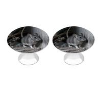 Lot de 2 boutons ronds de 2,8 cm avec souris cachées dans le coin de tiroir de cuisine modernes pour commode, armoires, portes pliantes, placards
