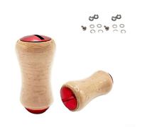 Lot de 2 boutons ronds en liège 3 A pour moulinet, rouge, or, noir, argent, violet, avec joint de roulement à vis, kit de pièces de poignée de rechange (rouge)
