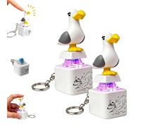 Lot de 2 boutons sonores en forme de mouette avec LED | Fidget rechargeable du bout des doigts avec véritable mouette, son et lumière, jouet anti-stress pour adultes, cadeau de fête