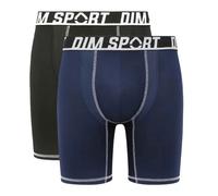 Dim Boxer long homme Sport – Microfibre, micro maintien et respirabilité – Pack x2 Noir/Bleu XXL