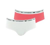 Girl by Athena Douceur Coton LQ48 Boxeur ajusté, Blanc/Corail, 14 Ans Fille