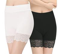 Lot de 2 boxers longs en coton anti-frottement pour femme, B-wh+bk-style1, taille unique