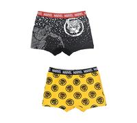 Lot de 2 boxers Marvel Avengers officiel pour enfant Shorties Culotte Sous-vêtements 5963, Noir - Jaune, 4-5 ans