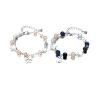 Lot de 2 bracelets à breloques en forme d'étoile et de lune - Chaîne réglable en acrylique pour une fête quotidienne, taille unique, Comme décrit