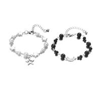 Lot de 2 bracelets à breloques en forme d'étoile et de lune - Chaîne réglable en acrylique pour une fête quotidienne, taille unique, Comme décrit