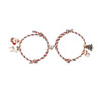 Lot de 2 bracelets à breloques magnétiques pour couple avec pendentif arbre de Noël, bonhomme de neige, Père Noël, taille unique, Comme décrit