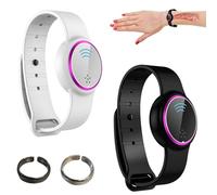 Lot de 2 bracelets à ultrasons pour femme - Bracelet à ultrasons - Taille réglable - Noir violet + blanc violet
