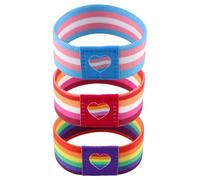 Lot de 2 bracelets arc-en-ciel Pride pour homme et femme - Élastique coloré - Love Is Love - Bracelets LGBTQ pour mois de la fierté, lesbiennes, gays, bisexuels, LGBTQ - Accessoires de bijoux, Large