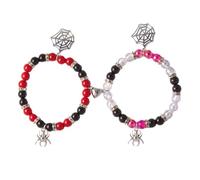 Lot de 2 bracelets assortis en forme de fantôme, citrouille, toile d'araignée, cœur, cœur, pour Halloween, promesse, relation, promesse, bracelets extensibles pour femme, homme, couple, amoureux