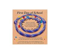 Lot de 2 bracelets assortis pour le premier jour d'école - Cadeau pour mère et fille/fils - Cadeau idéal pour la séparation des meilleures amies, l'anxiété - Bijoux tressés et réglables - Paracorde