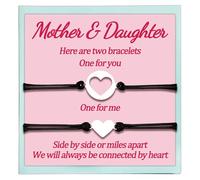 Lot de 2 bracelets assortis pour mère et fille, cadeaux de la part d'une maman, cadeaux de la part d'une fille, pour la fête des mères, pour femme, adolescente, cœur réglable, Sans pierre précieuse,