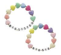 Lot de 2 bracelets colorés en perles avec inscription « Sister » - Fabriqués à la main - Bracelets d'amitié pour frères et sœurs