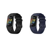 Lot de 2 bracelets compatibles avec Fitbit Charge 6/Charge 5 - Bracelet de sport en silicone souple - Bracelets de rechange respirants et réglables, Métal