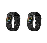 Lot de 2 bracelets compatibles avec Fitbit Charge 6/Charge 5 - Bracelet de sport en silicone souple - Bracelets de rechange respirants et réglables, Métal