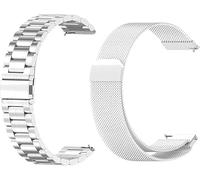 Lot de 2 bracelets compatibles avec Garmin Bounce 2 de 22 mm - Maille tissée - Bracelet de rechange en acier inoxydable - Pour affaires, Eine Grösse, Acier inoxydable, 0