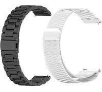 Lot de 2 bracelets compatibles avec Garmin Bounce 2 de 22 mm - Maille tissée - Bracelet de rechange en acier inoxydable - Pour affaires, Eine Grösse, Acier inoxydable, 0