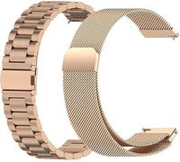 Lot de 2 bracelets compatibles avec Garmin Bounce 2 de 22 mm - Maille tissée - Bracelet de rechange en acier inoxydable - Pour affaires, Eine Grösse, Acier inoxydable, 0