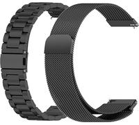Lot de 2 bracelets compatibles avec Garmin Bounce 2 de 22 mm - Maille tissée - Bracelet de rechange en acier inoxydable - Pour affaires, Eine Grösse, Acier inoxydable, 0