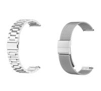 Lot de 2 bracelets compatibles avec Withings ScanWatch Light 37 mm, maille tissée de 18 mm en métal et acier inoxydable Bracelet de rechange pour montre d'affaires