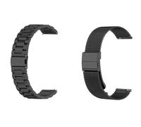 Lot de 2 bracelets compatibles avec Withings ScanWatch Light 37 mm, maille tissée de 18 mm en métal et acier inoxydable Bracelet de rechange pour montre d'affaires