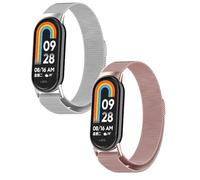 Lot de 2 bracelets compatibles avec Xiaomi Smart Band 10 - Maille en acier inoxydable - Bracelet métallique de rechange pour Xiaomi Smart Band 10, taille unique, Acier inoxydable