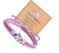Lot de 2 bracelets d ' amitié modifiables sur le thème du cheval mythique pour filles, bijoux en cordon tressé avec note de vœux significative, paire de bracelets à breloques créature mystérieuse