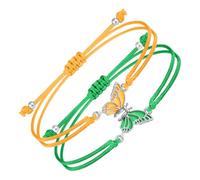 Lot de 2 bracelets d'amitié assortis en corde tressée avec papillon - Accessoires tendance pour couples et filles, taille unique, Comme décrit