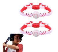 Lot de 2 bracelets d'amitié tressés en silicone 3D, motif baseball, rouge et blanc, idéal pour les amateurs de baseball.