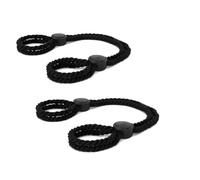 Lot de 2 bracelets de cheville en corde réglable pour femme - Harnais rouge duveteux - Accessoires de corps rave, bijoux pour filles (noir)