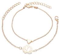 lot de 2 bracelets de cheville pour femme coeur Lotus Bracelet de cheville Bracelet à breloques Bijoux Cadeau