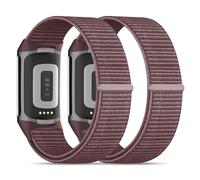 Lot de 2 bracelets de montre en nylon compatibles avec Fitbit Charge 5/Fitbit Charge 6 pour homme et femme - Velcro - Bracelet de rechange souple - Accessoire pour traqueur d'activité Charge 6/5 (14 à