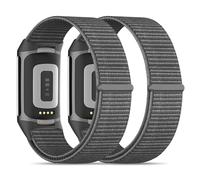 Lot de 2 bracelets de montre en nylon compatibles avec Fitbit Charge 5/Fitbit Charge 6 pour homme et femme - Velcro - Bracelet de rechange souple - Accessoire pour traqueur d'activité Charge 6/5 (14 à