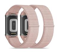 Lot de 2 bracelets de montre en nylon compatibles avec Fitbit Charge 5/Fitbit Charge 6 pour homme et femme - Velcro - Bracelet de rechange souple - Accessoire pour traqueur d'activité Charge 6/5 (14 à