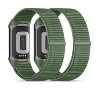 Lot de 2 bracelets de montre en nylon compatibles avec Fitbit Charge 5/Fitbit Charge 6 pour homme et femme - Velcro - Bracelet de rechange souple - Accessoire pour traqueur d'activité Charge 6/5 (14 à